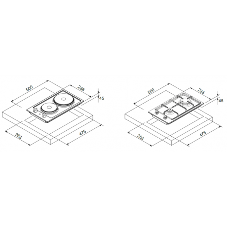 MONDIN F3292VNGCNL Εστία Αερίου Domino 29cm